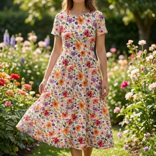 Viskoza s lanom Floral design B