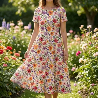 Viskoza s lanom Floral design B