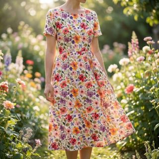 Viskoza s lanom Floral design B