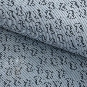 Rastezljivi baršun STRETCH Little dino old blue