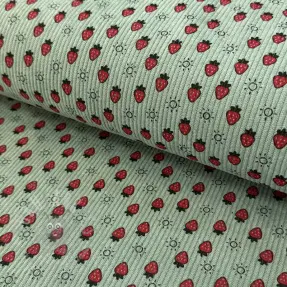 Rastezljivi baršun STRETCH Little strawberries old green