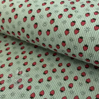 Rastezljivi baršun STRETCH Little strawberries old green