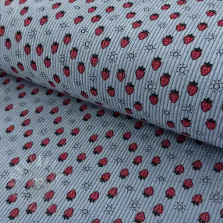 Rastezljivi baršun STRETCH Little strawberries old blue