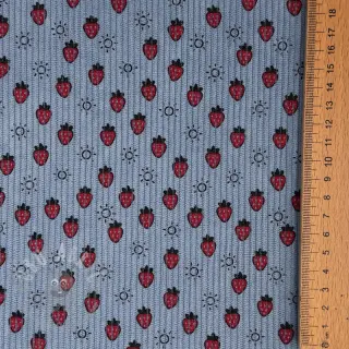 Rastezljivi baršun STRETCH Little strawberries old blue