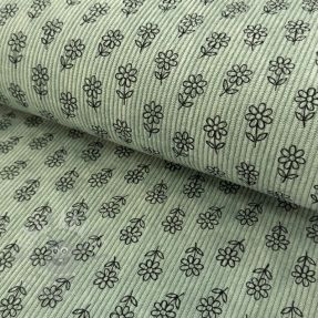 Rastezljivi baršun STRETCH Little flower old green