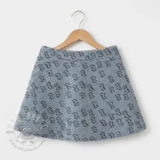 Rastezljivi baršun STRETCH Little dino old blue