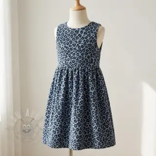 Rastezljivi baršun STRETCH Little Leopard old blue