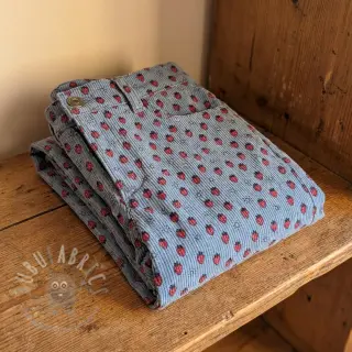 Rastezljivi baršun STRETCH Little strawberries old blue