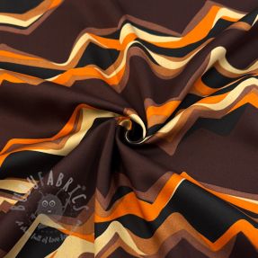 Pamuk SATIN Abstract waves dark brown