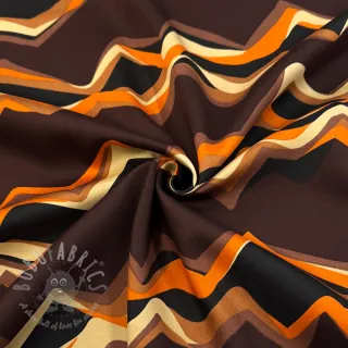 Pamuk SATIN Abstract waves dark brown