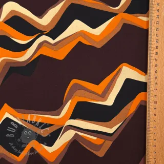 Pamuk SATIN Abstract waves dark brown