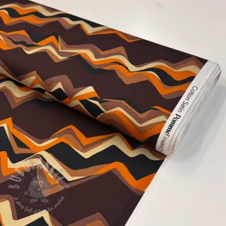 Pamuk SATIN Abstract waves dark brown