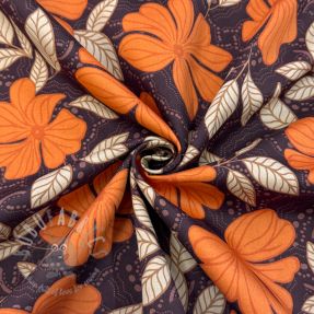 Pamuk SATIN Autumn flowers dark brown