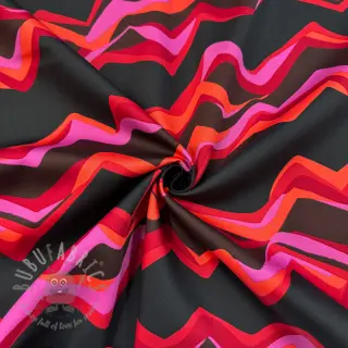 Pamuk SATIN Abstract waves dark red