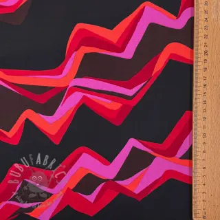 Pamuk SATIN Abstract waves dark red