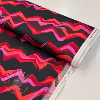 Pamuk SATIN Abstract waves dark red
