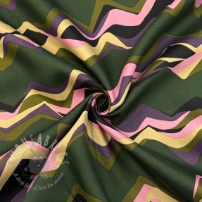Pamuk SATIN Abstract waves dark green