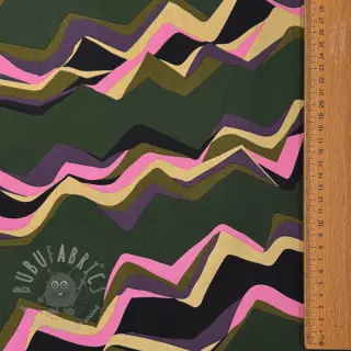Pamuk SATIN Abstract waves dark green
