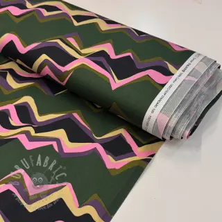 Pamuk SATIN Abstract waves dark green