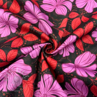 Pamuk SATIN Autumn flowers dark red