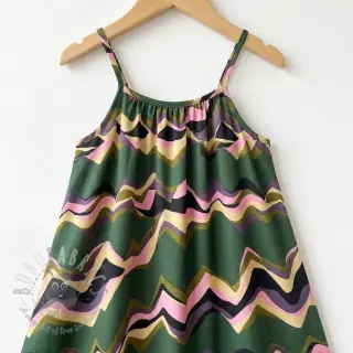 Pamuk SATIN Abstract waves dark green