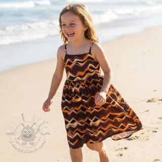 Pamuk SATIN Abstract waves dark brown