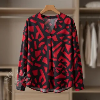 Pamuk SATIN Geometric dark red