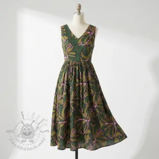 Pamuk SATIN Abstract dark green