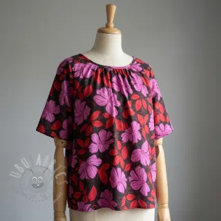 Pamuk SATIN Autumn flowers dark red