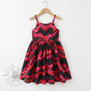 Pamuk SATIN Abstract waves dark red