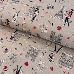Dekorativna tkanina Linenlook Cute Paris multico