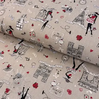 Dekorativna tkanina Linenlook Cute Paris multico