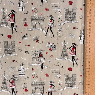Dekorativna tkanina Linenlook Cute Paris multico