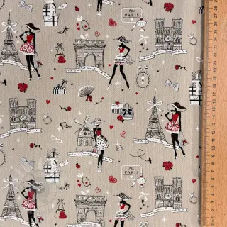 Dekorativna tkanina Linenlook Cute Paris multico