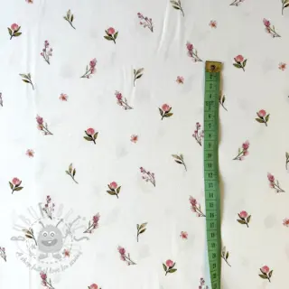 Jersey Rabbits and flowers TOSSSED white digital print