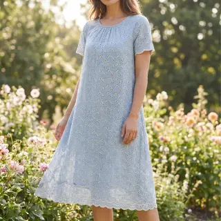 Pamuk EMBROIDERY Rosemary light blue