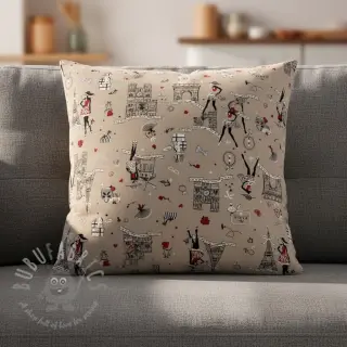 Dekorativna tkanina Linenlook Cute Paris multico