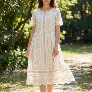 Pamučna tkanina EMBROIDERY Lilian beige