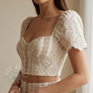 Pamučna tkanina EMBROIDERY Lilian beige