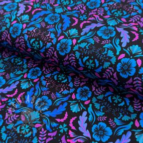 Jersey Paisley flowers black digital print
