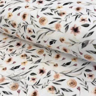 Jersey WAFFLE Flowers white digital print