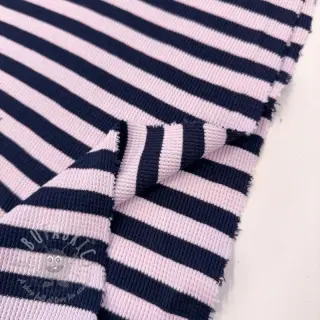 Jersey WAFFLE YARN DYED Stripes navy lilac