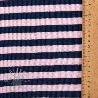 Jersey WAFFLE YARN DYED Stripes navy lilac