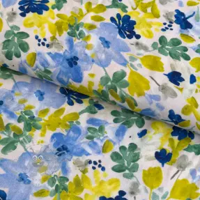 Viskóza STRETCH Flowers off white digital print