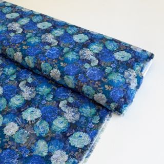 Viskoza RAYON POPLIN Flower sea design B