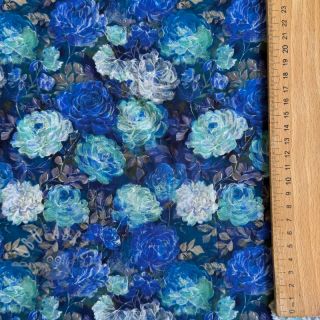 Viskoza RAYON POPLIN Flower sea design B