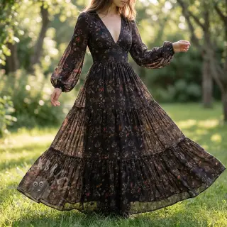 Viskoza RAYON POPLIN Dark barrock design A