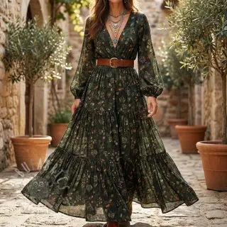 Viskoza RAYON POPLIN Dark barrock design B