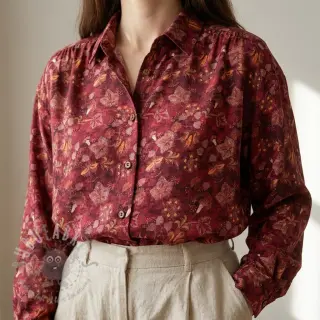 Viskoza RAYON POPLIN Dark barrock design C