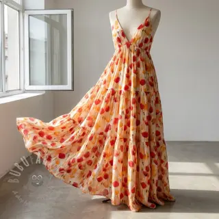 Viskoza RAYON POPLIN Poppys design C